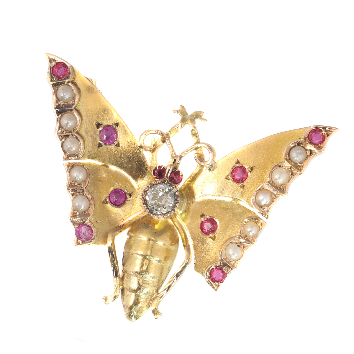 Antique gold Victorian butterfly brooch